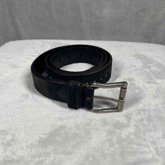 Martin Dingman Other - Martin Dingman Black Leather Belt With Silver Buckle Made In Italy 36" Mens